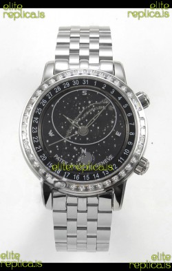 Patek Philippe Grand Complications 6102 Black Dial Steel Strap Super Clone Watch 