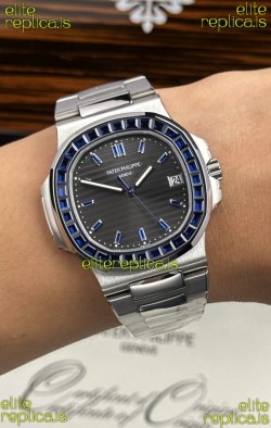 Patek Philippe Nautilus 5723 Black Dial Purple Rubies Super Clone Watch 