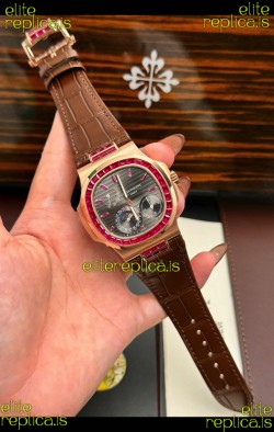 Patek Philippe Nautilus 5712 Rose Gold Red Rubies Super Clone Watch 