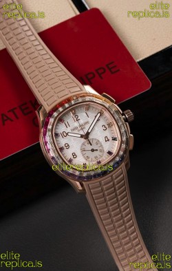Patek Philippe Aquanaut 7968 Rose Gold Brown Strap Super Clone Watch 
