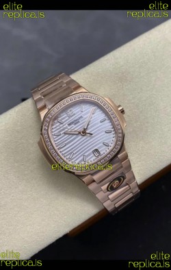 Patek Philippe Nautilus 7118 35MM Rose Gold Steel Dial Super Clone Watch 