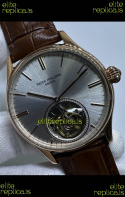 Patek Philippe Japanese Tourbillon Rose Gold Grey Dial Japanese Replica Watch 