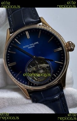 Patek Philippe Japanese Tourbillon Rose Gold Blue Dial Japanese Replica Watch 