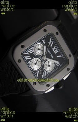 Cartier Santos 100 Japanese Replica Watch in Black Dial