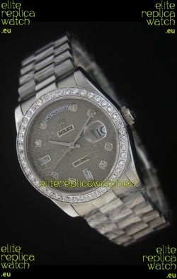 Rolex Day Date Just swiss Replica Watch in Printed Grey Dial