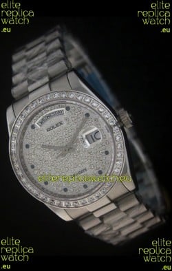 Rolex Day Date Just swiss Replica Watch in Full Diamonds Dial 