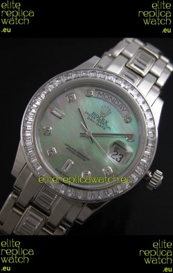 Rolex Oyster Perpetual Day Date Swiss Replica Watch in Green Mother of Pearl Dial 