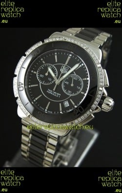 Tag Heuer Formula 1 Chronograph Swiss Replica Ceramic Ladies Watch in Diamond Bezel