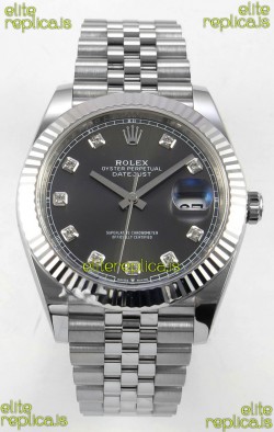 Datejust Super Clone 126334 Grey Diamonds Dial 41MM FREE SPRUNG MVMNT 3235 Watch 