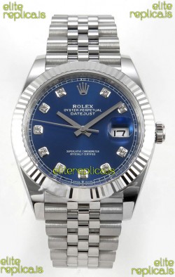 Datejust Super Clone 126334 Blue Diamonds Dial 41MM FREE SPRUNG MVMNT 3235 Watch 