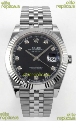Datejust Super Clone 126334 Black Diamonds Dial 41MM FREE SPRUNG MVMNT 3235 Watch 