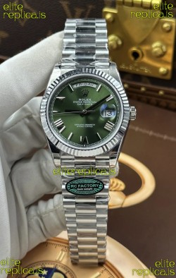 Rolex Day Date 228236 Stainless Steel Green Roman Dial Super Clone Watch 