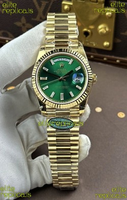 Rolex Day Date 228238 Yellow Gold Green Crystal Dial Super Clone Watch 