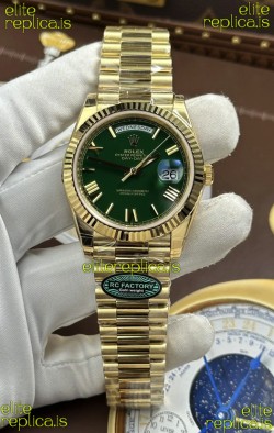 Rolex Day Date 228238 Yellow Gold Green Roman Dial Super Clone Watch 