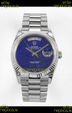 Rolex Day Date Stainless Steel Blue Lapis Dial 36MM Swiss Replica Watch 