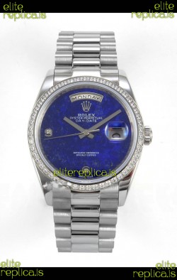 Rolex Day Date Blue Lapis Dial Diamonds Bezel 36MM Swiss Replica Watch 