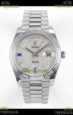 Rolex Day Date Diamonds Dial 40MM Super Clone Watch 