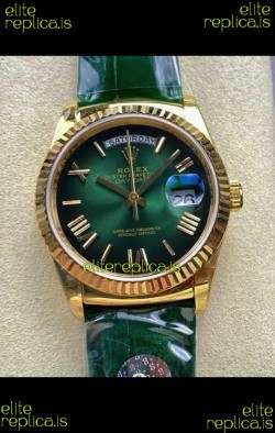 Rolex Day Date 128238 Yellow Gold Green Ombre Roman Dial Super Clone Watch 
