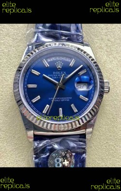 Rolex Day Date 128236 Stainless Steel Blue Crystal Dial Super Clone Watch 