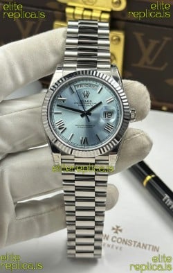 Rolex Day Date 228236 Stainless Steel ICE Blue Dial Super Clone Watch 