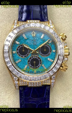 Rolex Daytona 126518LN Yellow Gold Turquoise Dial FREE SPRUNG MVMT Super Clone Watch 