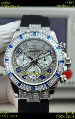 Rolex Daytona 116599 FREE SPRUNG MVMT White Gold Diamonds Paved Super Clone Watch 