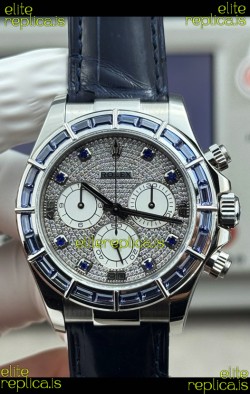Rolex Daytona 116589SALV FREE SPRUNG MVMT White Gold Diamonds Dial Super Clone Watch 