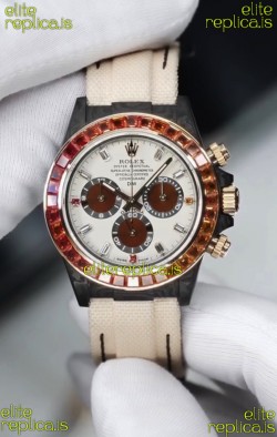 Rolex Daytona DiW Carbon Casing Rainbow Sapphires Super Clone Watch 