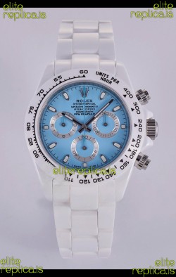 Rolex Daytona AET White Ceramic Blue Dial 4130 Movment Super Clone Watch 