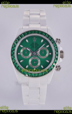 Rolex Daytona AET White Ceramic Green Dial 4130 Movment Super Clone Watch 
