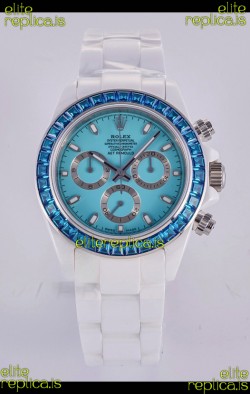 Rolex Daytona AET White Ceramic Blue Dial 4130 Movment Super Clone Watch 