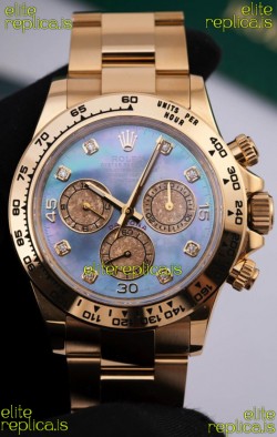 Rolex Daytona 116508 Yellow Gold Mother of Pearl FREE SPRUNG Super Clone Watch 