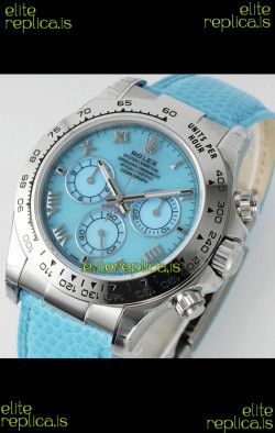 Rolex Daytona 116519 Stainless Steel Blue Pearl Leather Strap Super Clone Watch