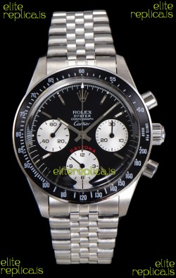 Rolex Daytona Paul Newman 37MM Cartier Black Dial Manual Wind Super Clone Watch 