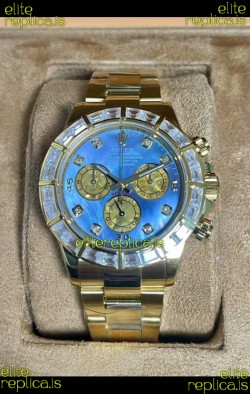 Rolex Daytona 116568 Yellow Gold Blue Pearl Dial Super Clone Watch 
