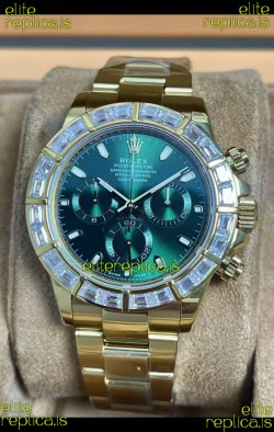 Rolex Daytona 116568 Yellow Gold Green Dial Super Clone Watch 