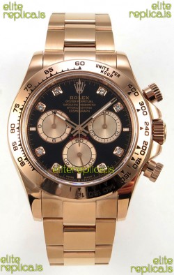 Rolex Daytona 126505 Rose Black Diamonds Dial FREE SPRUNG MVMT Super Clone Watch 