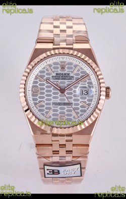 Rolex Land-Dweller 127336 Steel Honeycomb Dial Rose Gold 40MM Super Clone Watch 