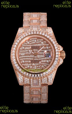Rolex GMT Masters II Iced Out Dial/Casing Rose Gold Super Clone Watch