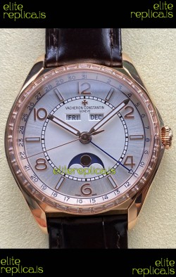 Vacheron Constantin Fiftysix Moonphase Steel Dial Rose Gold Swiss Replica Watch 