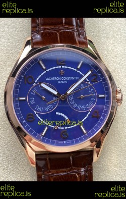 Vacheron Constantin Fiftysix Day-Date Rose Gold Blue Dial Swiss Replica Watch 