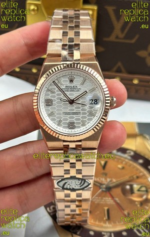 Rolex Land-Dweller 127235 Steel Honeycomb Rose Gold 36MM Swiss Replica Watch 